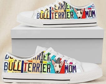 Bull Terrier Mom Canvas Shoes: Women's Low Top Sneakers