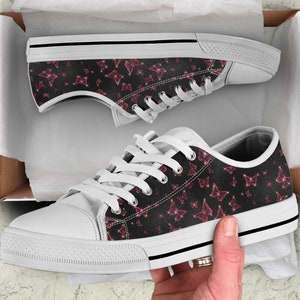 Butterfly Low Top shoes Tie White Sneakers, Mother&#39;s day Gifts for Her Casual Animal Shoes