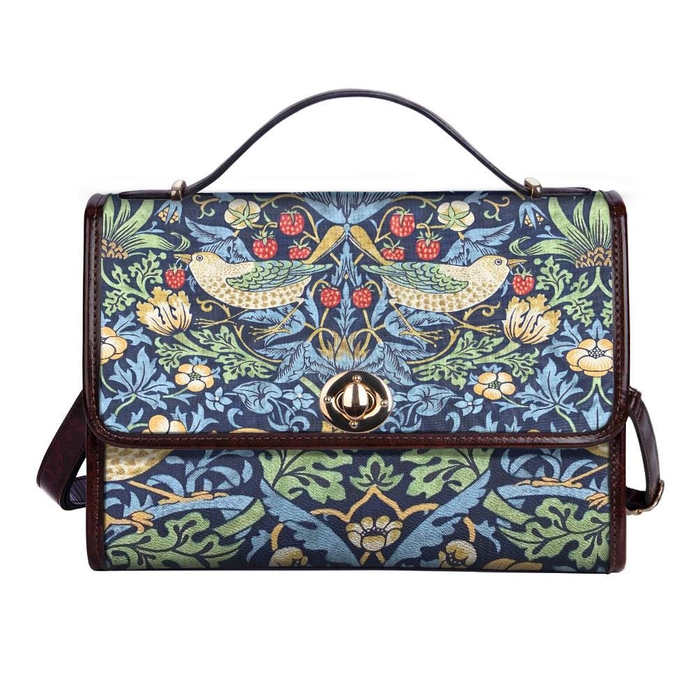 Strawberry Thief William Morris Floral Bird Vegan Satchel