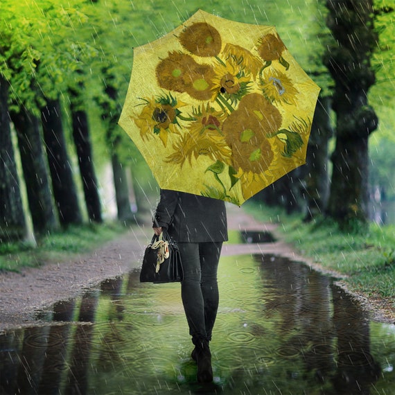 Van Gogh Parapluie Inversé Bleu Jaune Double Couche Inversé