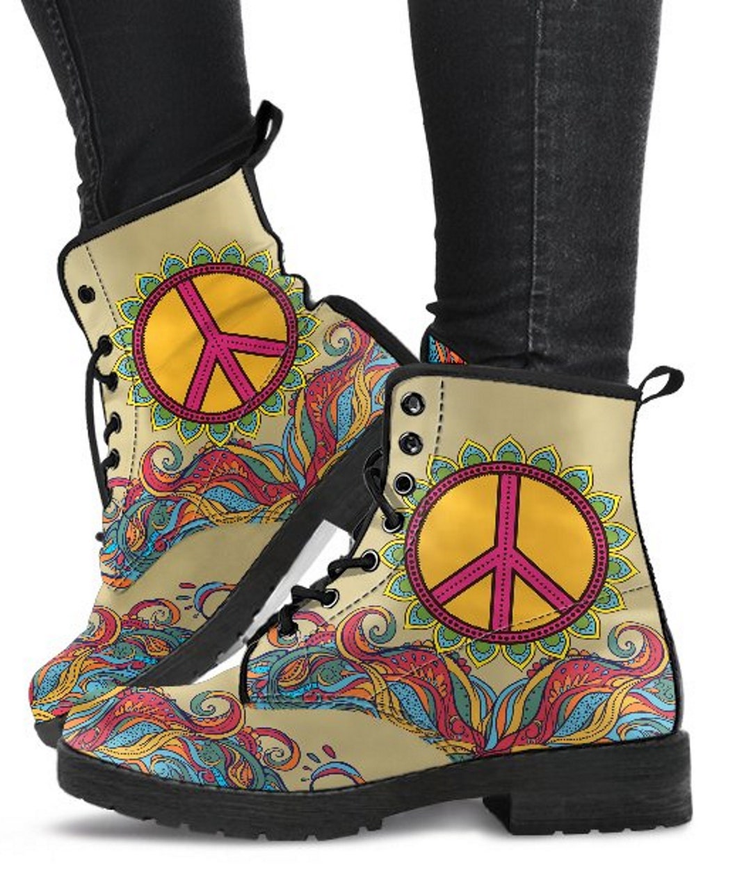 Peace Henna Mandala Women's Leather Boots main image 0