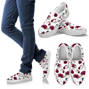 Women's Floral Flower Custom Slip Ons Shoes, Birthday Gifts for Mom Casual Cute Shoes