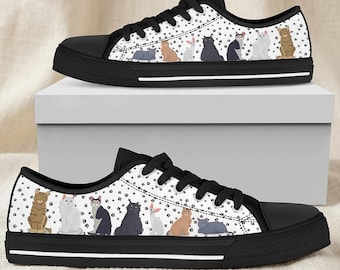 Painted Cat Sneakers - Women's Athletic Shoes, Custom Pet Design
