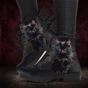 Gothic Cat vegan leren laarzen: Victorian Combat Shoes wilderkind