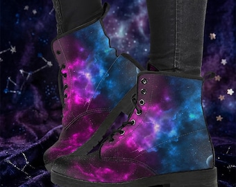 Galaxy Star Vegan Leather Combat Boots: Custom Made-to-Order