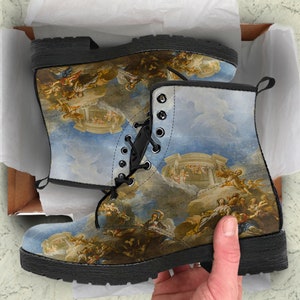 Renaissance painting Vegan Custom Leather Boots, Birthday Gifts for Her Casual Girl Shoes