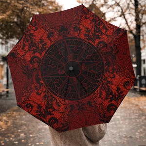 Red and Black Mystic Umbrella Mother's Day Gifts for Girl Polyester Umbrella Large