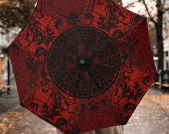Red and Black Mystic Umbrella Mother's Day Gifts for Girl Polyester Umbrella Large