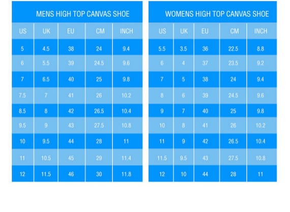 Converse mens womens size conversions deals
