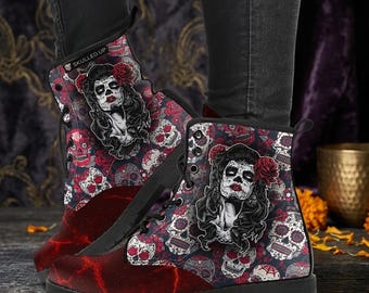 Zombie Boots Halloween Combat Boots Zombie Casual Vegan Leather