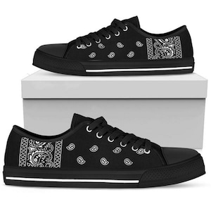 Black Bandana, Womens Sneakers  Customized Flat Converse Sporty, Summer High Quality Gifts Art Her Fashion Casual Footwear Best Selling