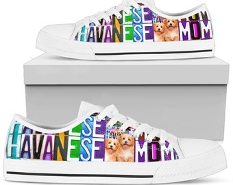 Women's Low Top Canvas Shoes For Havanese Mom, Mother's Day Gifts for Her Casual Tie Sneakers