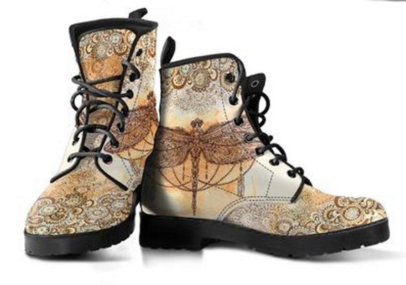 Libellule Paisley fabriqués à la main en cuir bottes., végétaliens, Nature Design bottes. Libellule Paisley fabriqués à la main en cuir bottes., bottes., bottes., végétaliens, Nature Design bottes. 6bb0fd