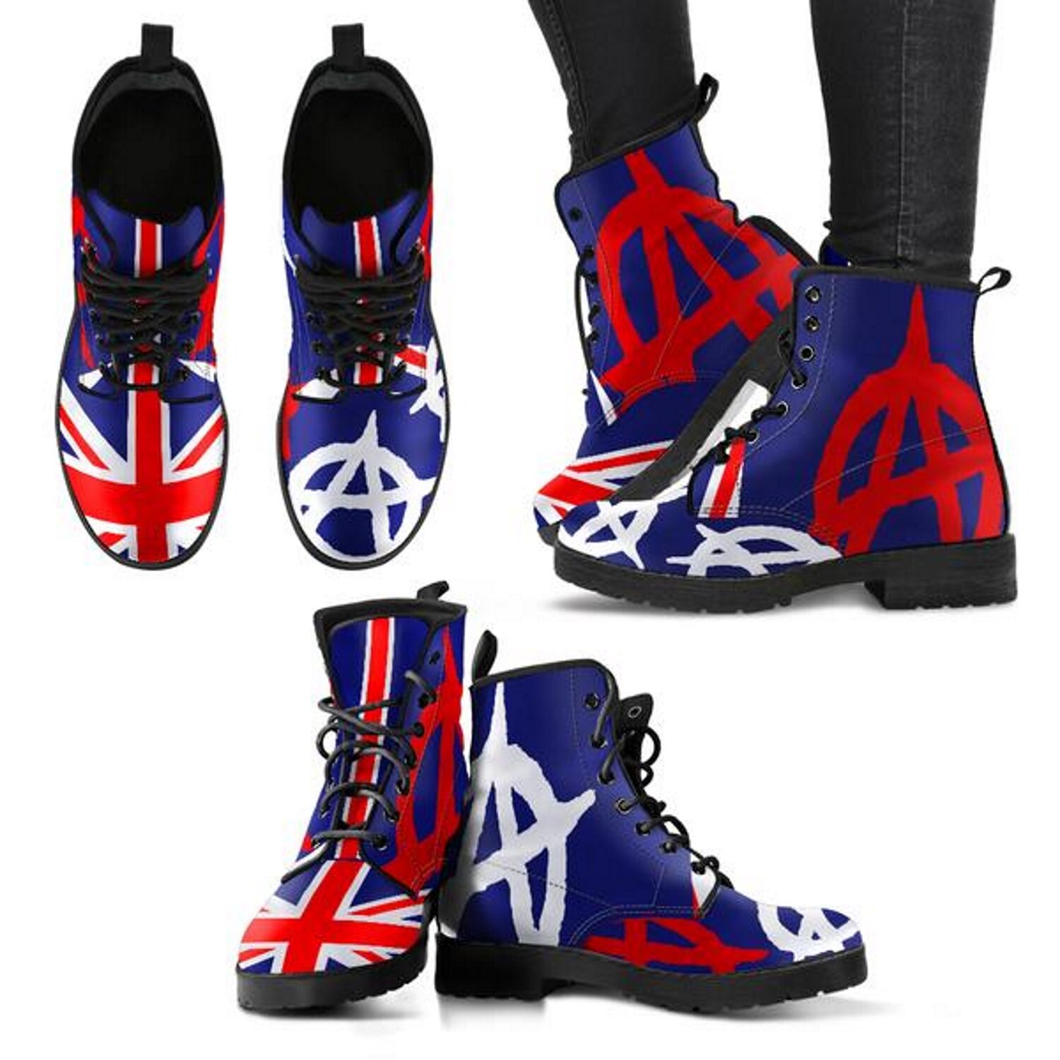 Union Jack Boots British Flag Symbol Fashion Vegan Leather Etsy