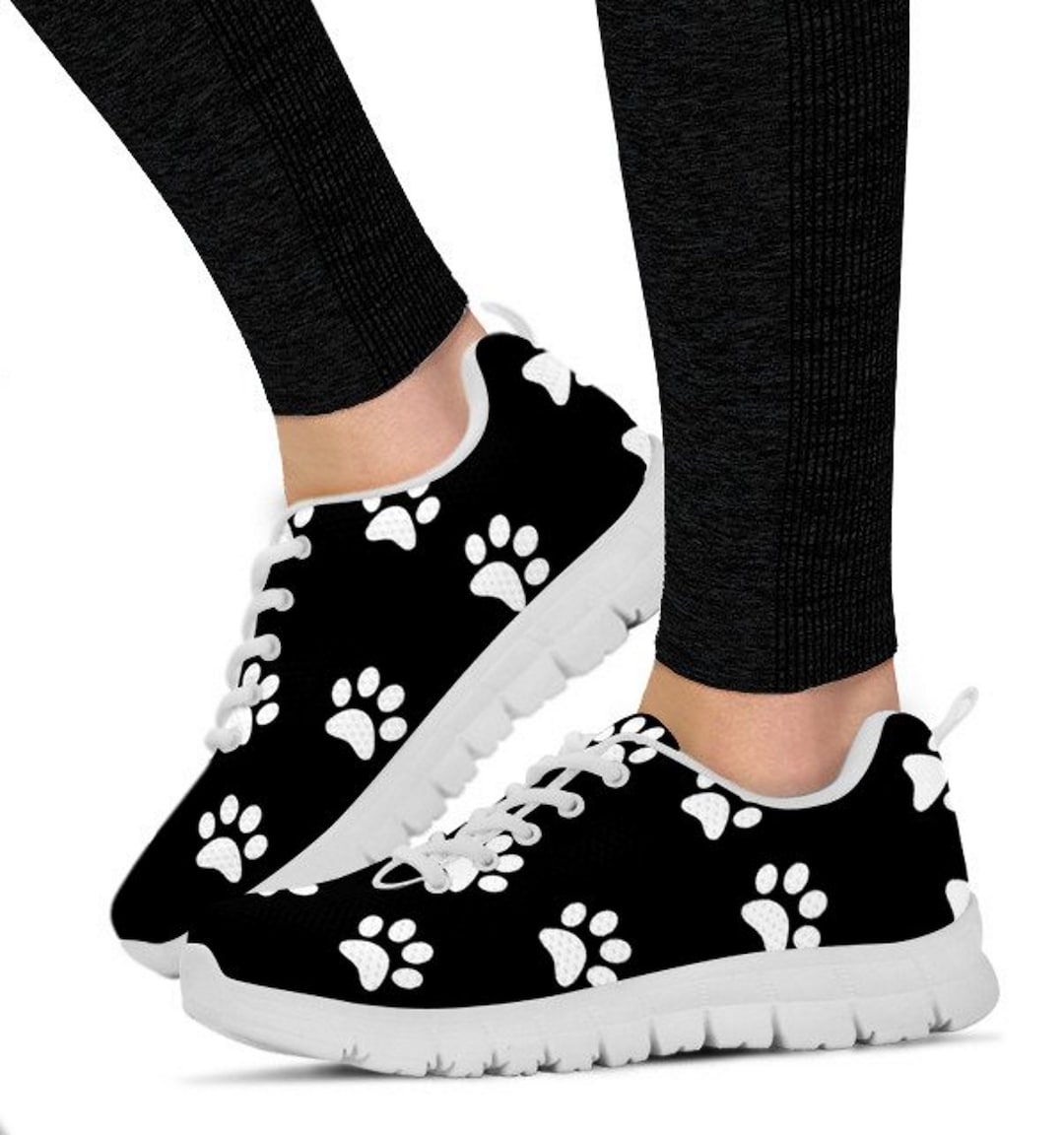 I Love Paw Print Sneakers Womens Low Top Gifts Shoes Whiter - Etsy