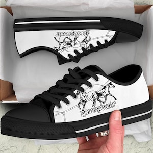 HorsePower Custom Low Top Tie Sneakers, Unisex Adult Shoes Gifts Birthday Casual Cute Shoes