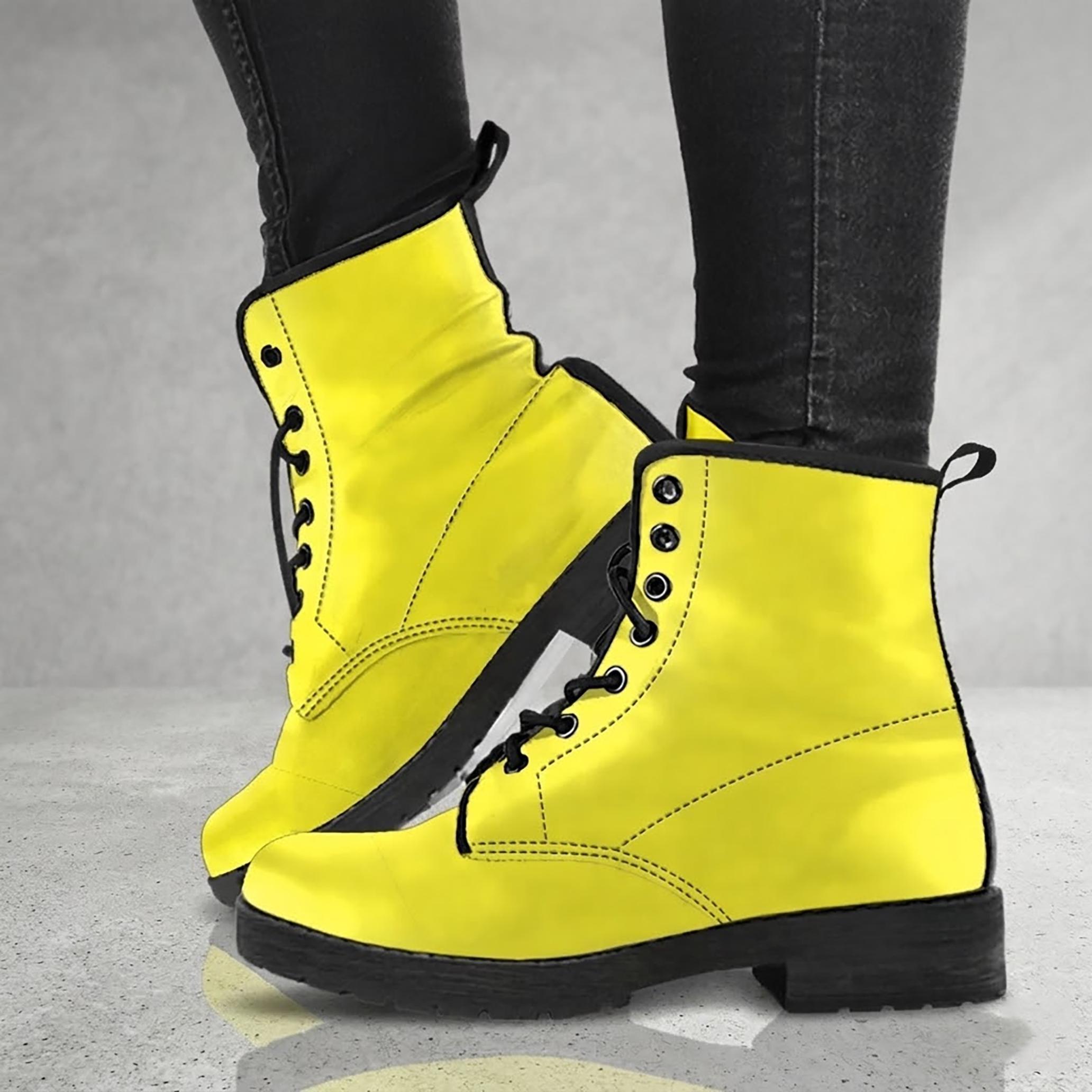 Yellow Platform Boots - Etsy