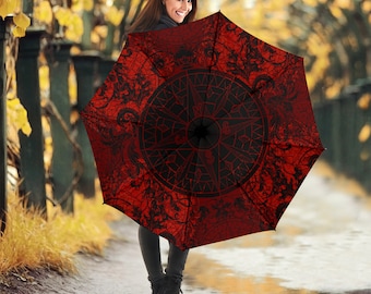 Red and Black Mystic Umbrella Mother's Day Gifts for Girl Polyester Umbrella Large