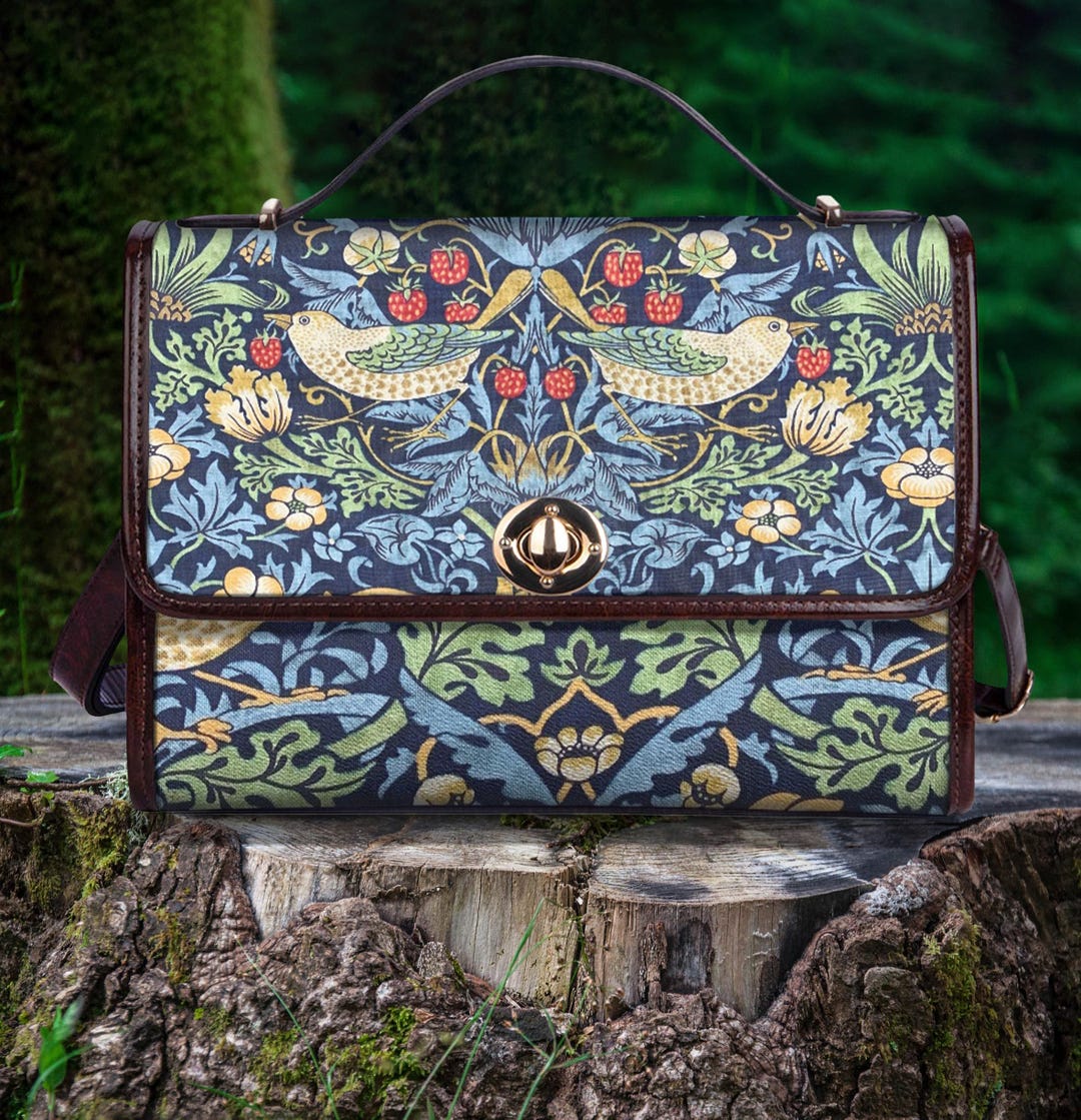 Strawberry Thief William Morris Floral Bird Vegan Satchel