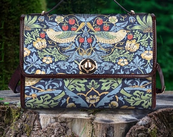 Strawberry Thief William Morris Floral Bird Vegan Satchel
