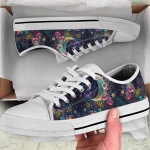 Sleepy Garden Low Top Shoes, Birthday Gift for Her Ladies Tie Sneakers Custom Summer Shoes