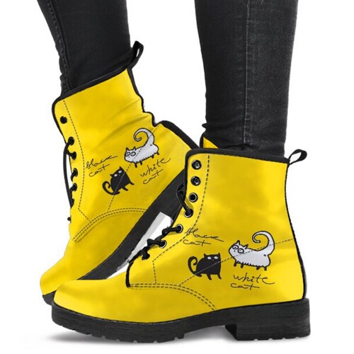 yellow leather boots women's
