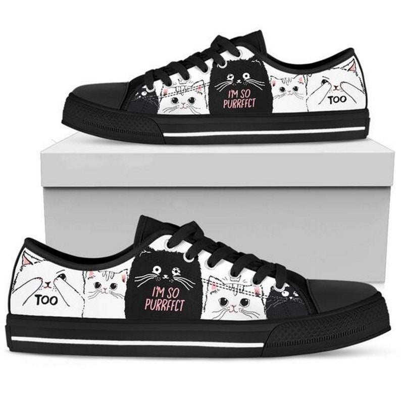 Cat Pattern Sneakers Womens Walking Crazy Cat Lady Custom Etsy