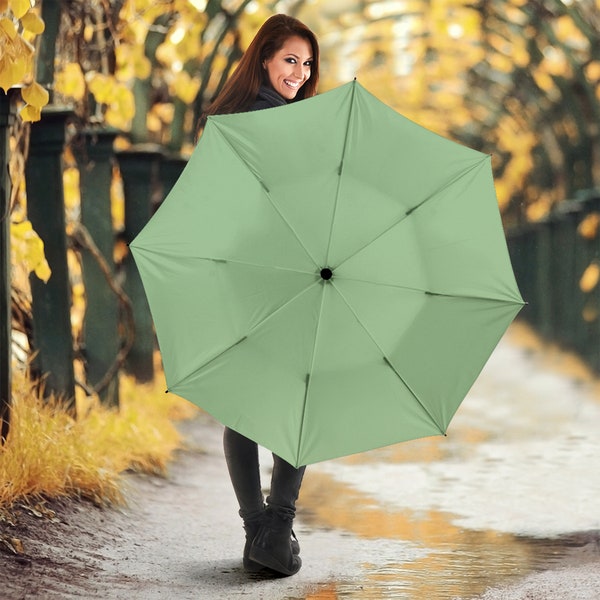 Sea Foam Green Umbrella, Birthday Gifts for Girl Custom Print Umbrella Windproof Umbrella  Polyester Umbrella