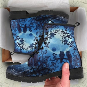 Gothic Forest and Thorned Roses Vegan Leather Boots, Custom Women Shoes Birthday Gifts for Her Casual Boots