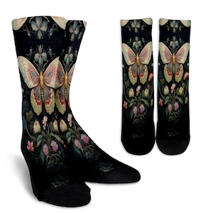 Butterfly Women&#39;s Crew Socks, Animal Lovers Gifts for Her, Printed Socks, Casual Socks, Birthday Crew Socks
