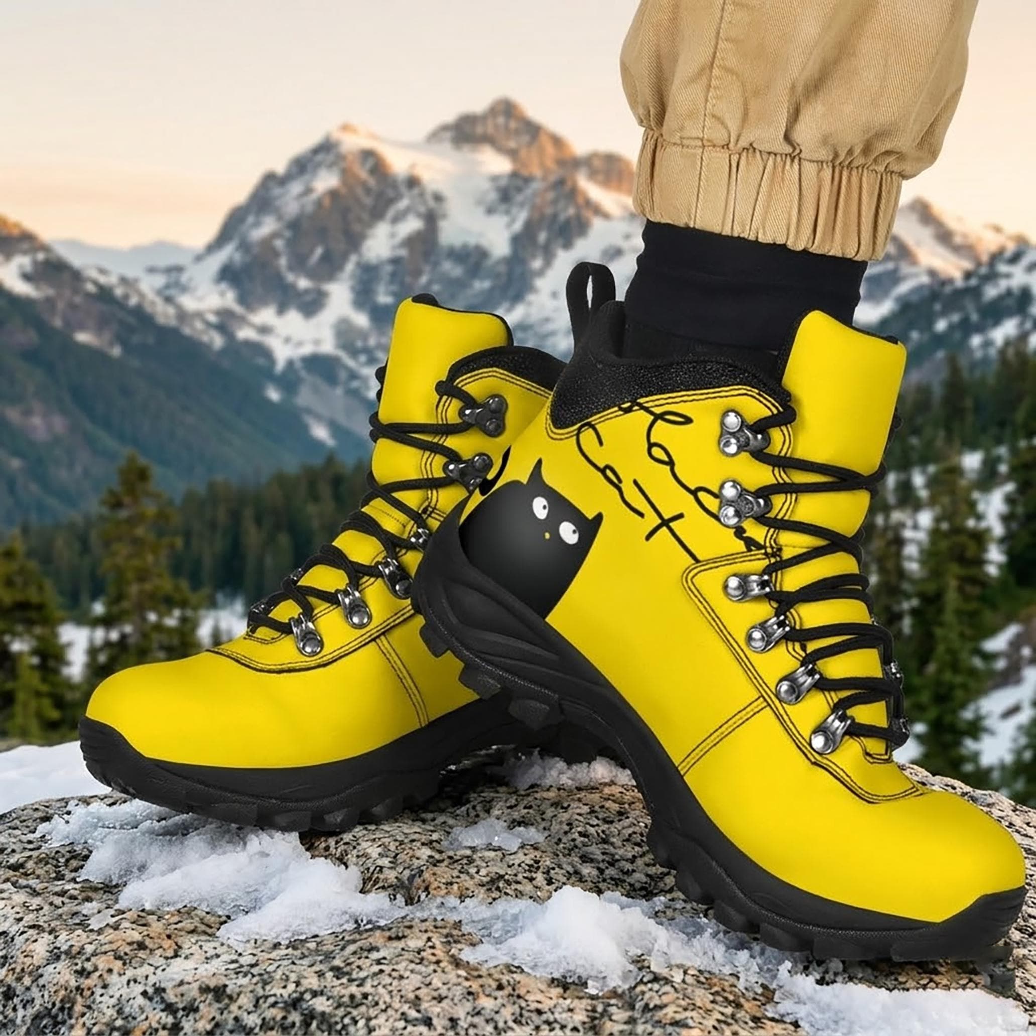 Alpine Black and White Logo Lace-Up Boots with Yellow Pull Tab Sorel ONA AVE ALPINE LUX WP - Winter boots - chalk/black/off  main image 3