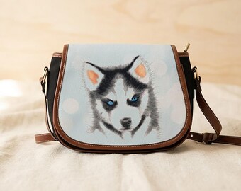Puppy Husky Saddle Bags  Purse Shoulder, Animals Gifts Personalized, Canvas Bags