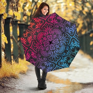 Bohemian Rainbow Print Umbrellas, Custom Gİfts for  Her, Umbrella Windproof Umbrella, Polyester Umbrella