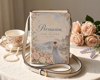 Persuasion Book Purse, Jane Austen Book Bag, Regency Cottagecore Crossbody, Book Shaped Handbag, Gift for Book Lover