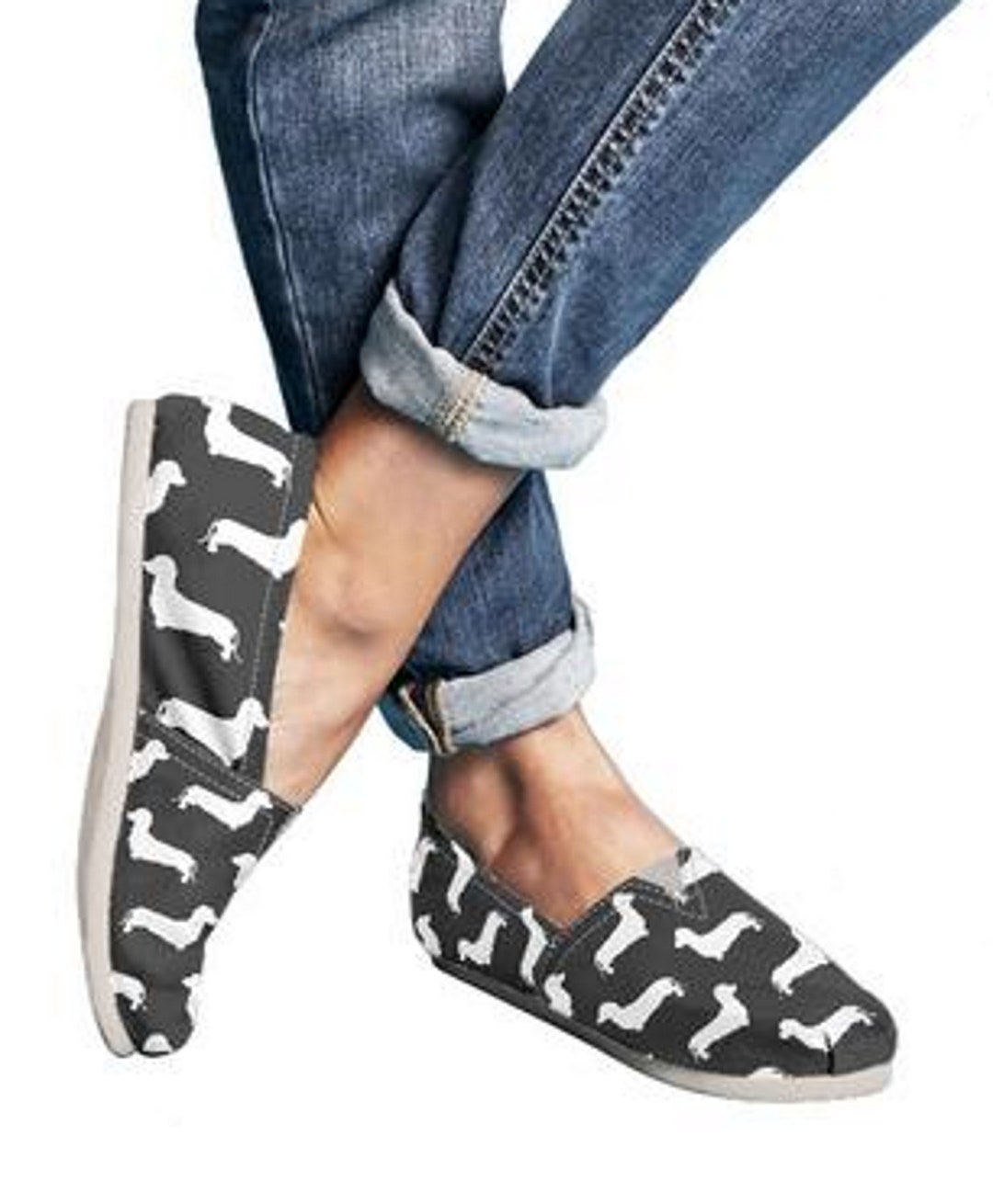 Jan & Jul Graphic Knit Shoes - Grey Dachshund