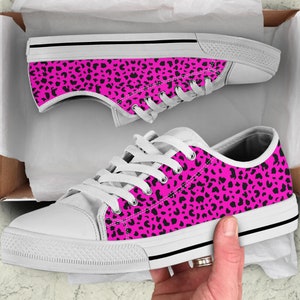 Hoot Pink Leopard print Low Top Tie Sneakers, Mother&#39;s Day Gifts for Her Casual Shoes