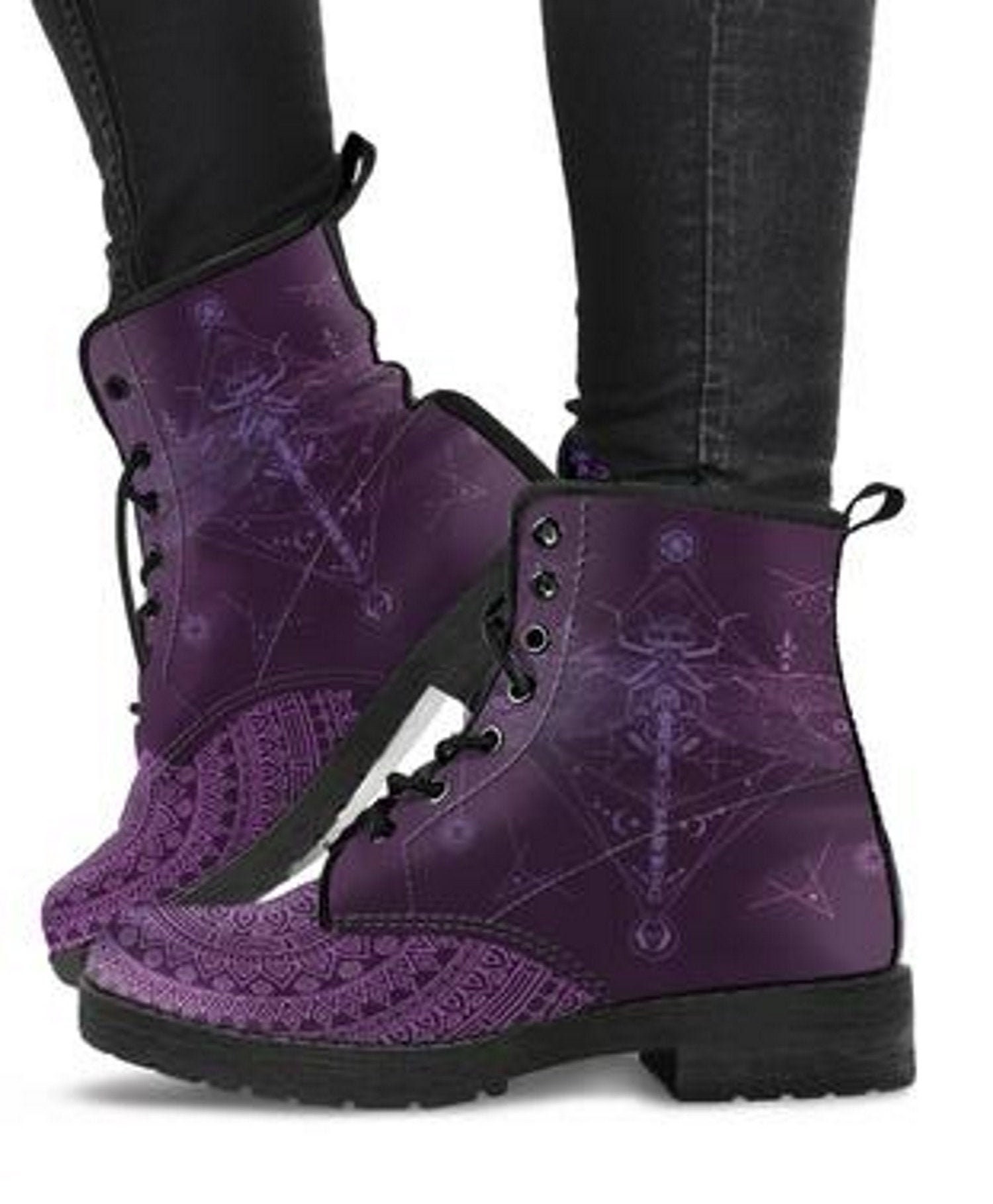 Women's Purple Boots Vegan Leather Walking Hiking Mandala Winter Ankle Shoes Laces Personalized Gifts - Etsy Women's Purple Boots Vegan Leather Walking Hiking Mandala Winter Ankle Shoes Laces Personalized Gifts - Etsy