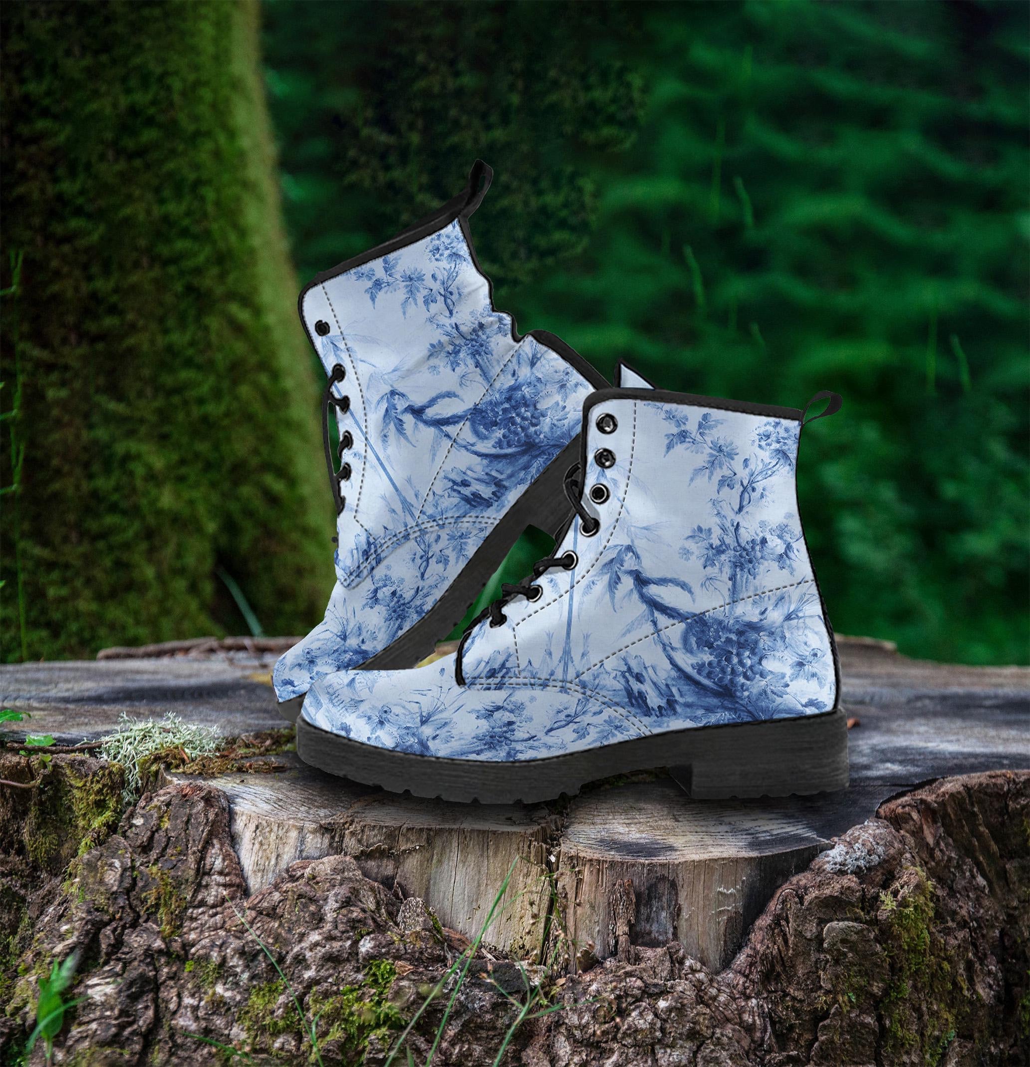 BRAND UNKNOWN Super Soft LEATHER Combat Blue Sole Saint Morta Legion Boots in the blue and gum sole colorway  main image 4