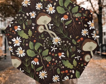 Mystic Botanica Print Regenschirm, Boho Hippie Stil, winddicht