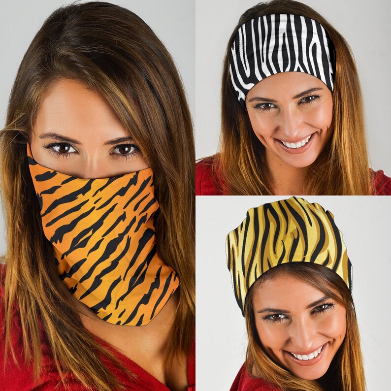 Tiger Animal Print Bandana Face Masks Tube Bandana Funny Etsy