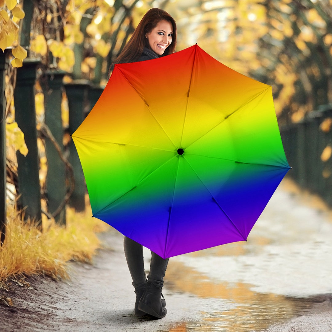 Rainbow Print Umbrella, LGBTQ Rainbow Custom Print Umbrellas Birthday