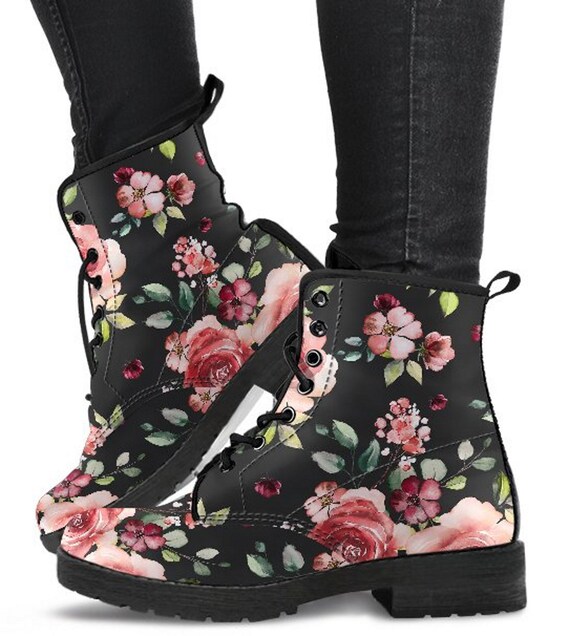 Womens floral combat clearance boots