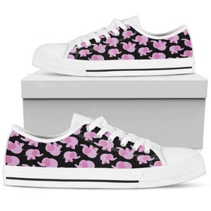 Elephant Women Shoes, Custom Sneakers, Personalized Sporty Gift for Women, Casual Fashion Footwear, Top Quality Flat Shoe, Unique Design