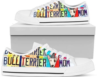 Women's Low Top Canvas Shoes For Bull Terrier Mom, Animal Lover Gifts for Her Casual Tie Sneakers