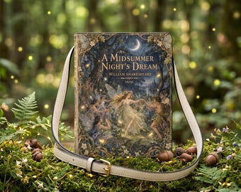 A Midsummer Night's Dream Book Purse, Shakespeare Book Bag, Fairycore Crossbody, Book Shaped Handbag, Gift for Reader
