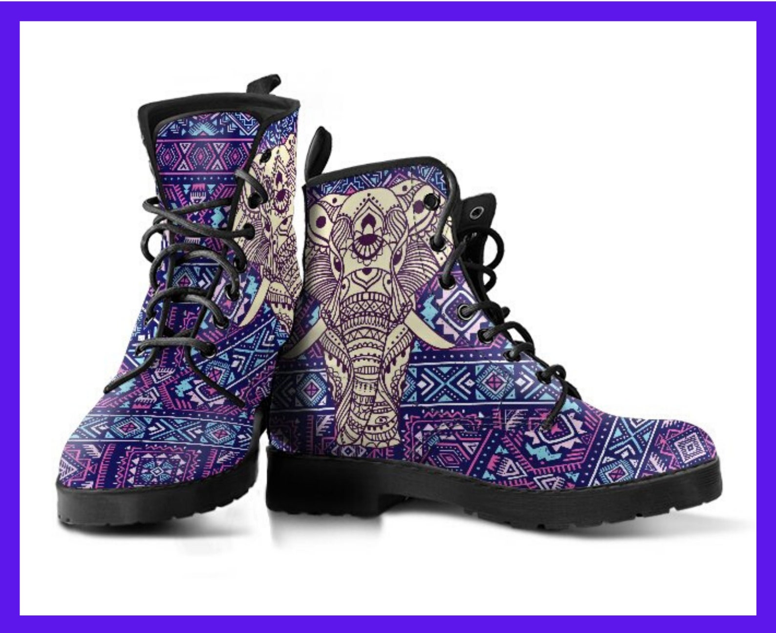 Boho Elephant Women's Leather Boots Women's Boots Etsy