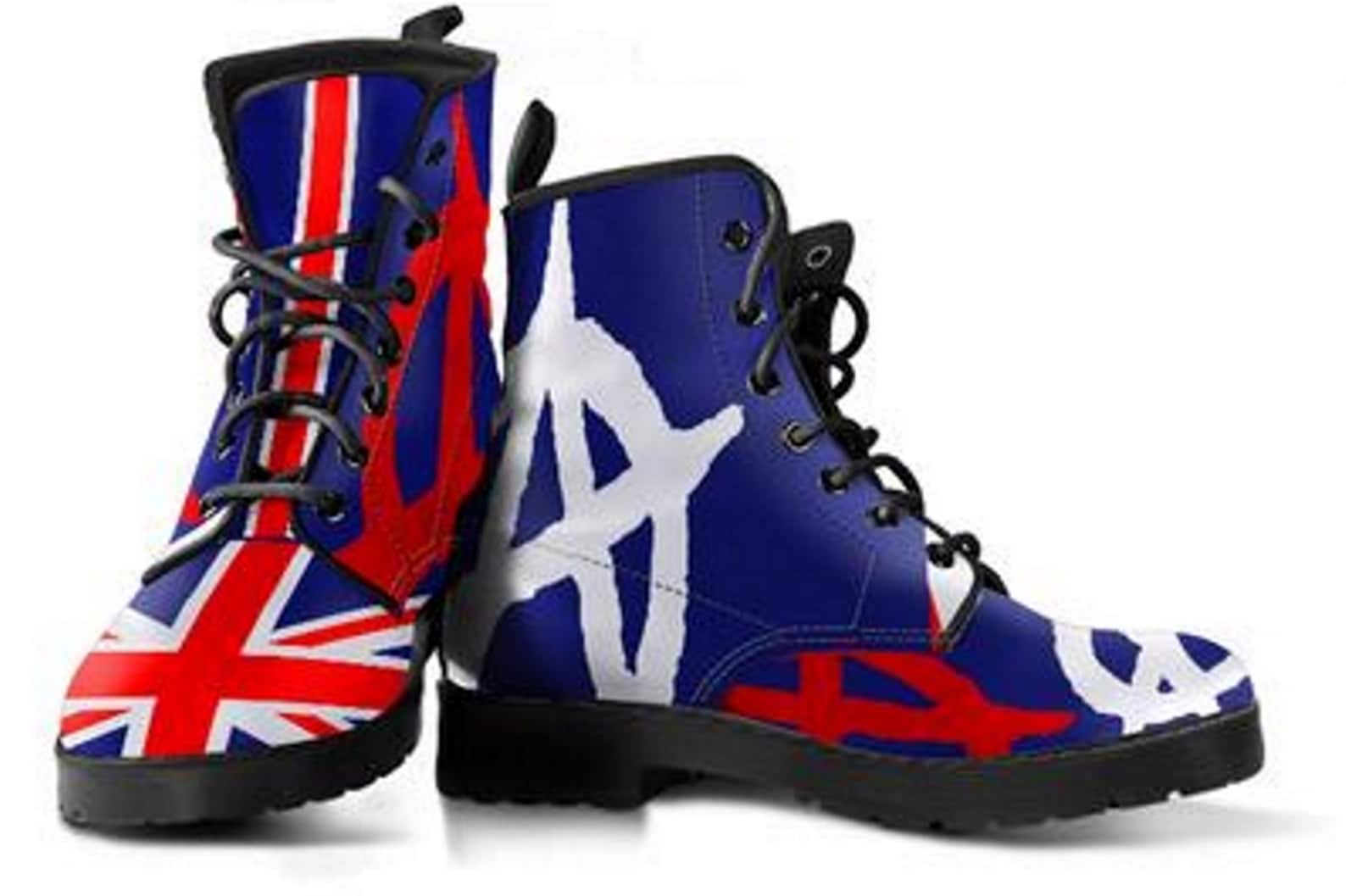 Union Jack Boots British Flag Symbol Fashion Vegan Leather Etsy