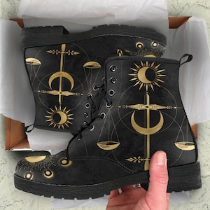 Combat Boots Justice Celestial Tarot Vegan Leather Boots,  Unisex Adult Casual Shoes
