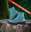 Blue Sparkle Vegan Leather Combat Boots - Custom Made