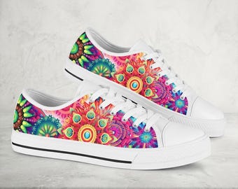 Women's Low Tops Colorful (White Sole)   Abstract Sneakers.